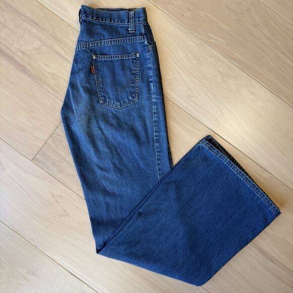 Vintage Levis 694 Jeans 28 Blue For Women 80s Bell Bottom Big E Made In USA - Picture 2 of 12